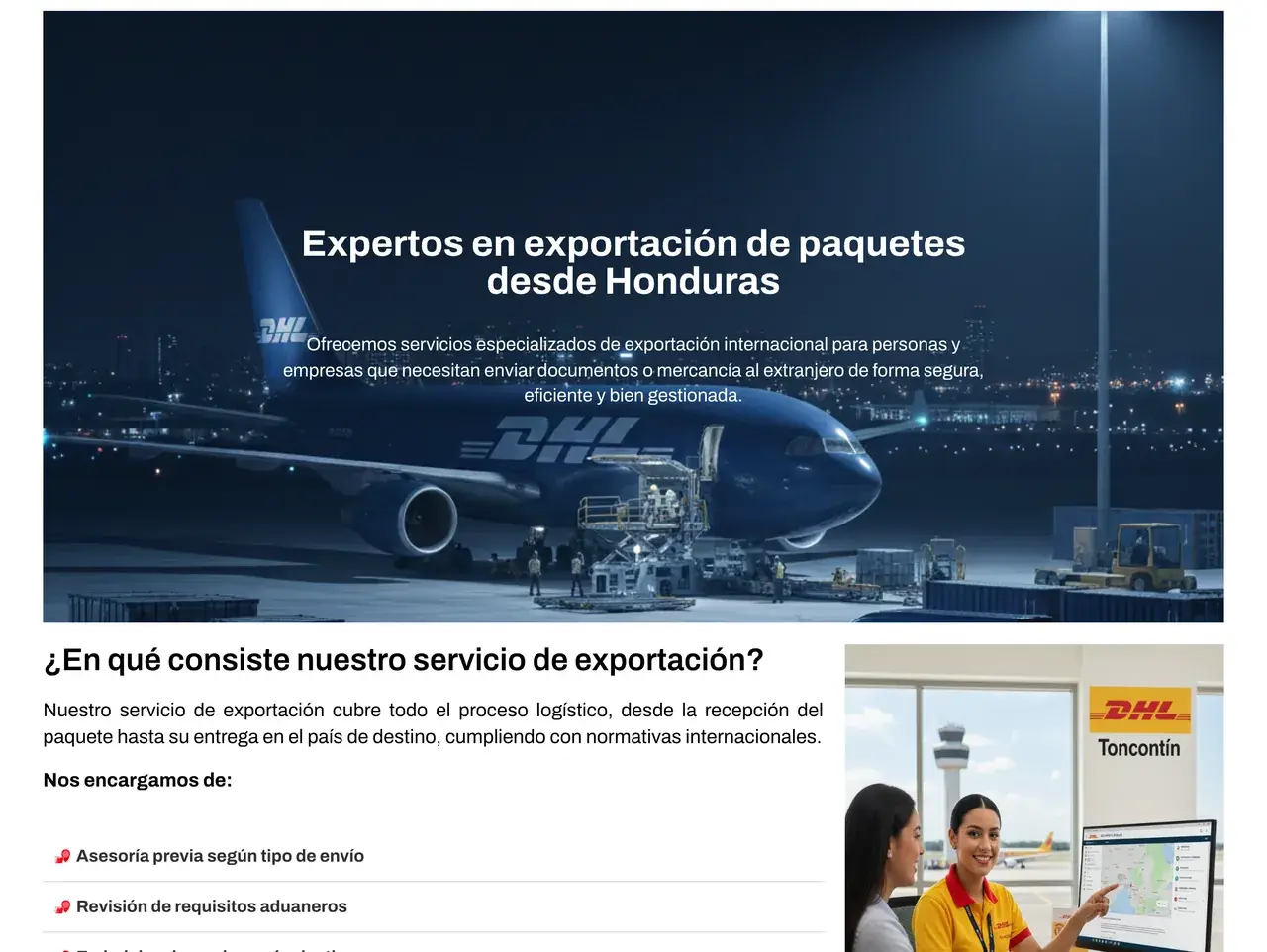 Exportación en el sitio de Agente Toncontín