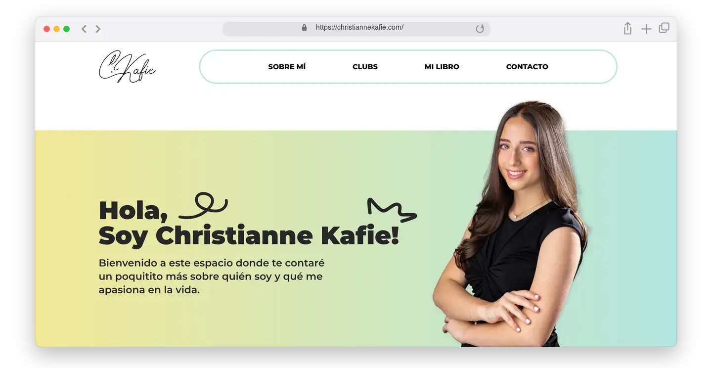 Página de inicio de Christianne Kafie en el navegador