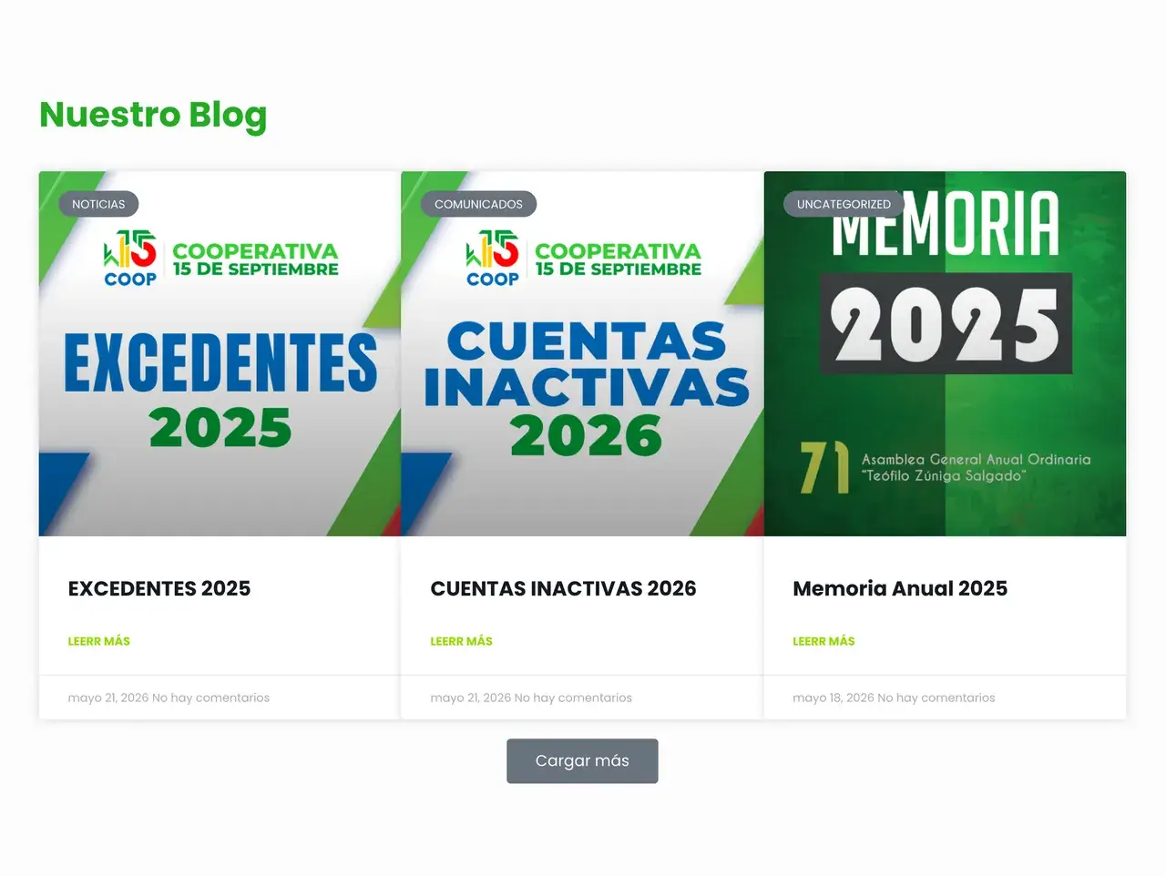 Blog en el sitio de Cooperativa 15 de Septiembre