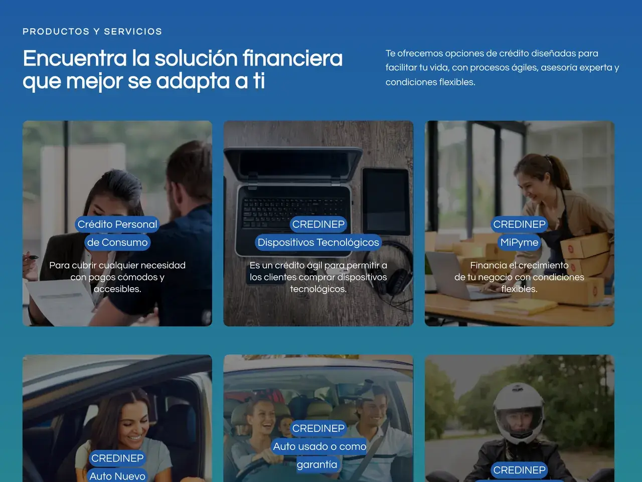 Productos en el sitio de Credinep
