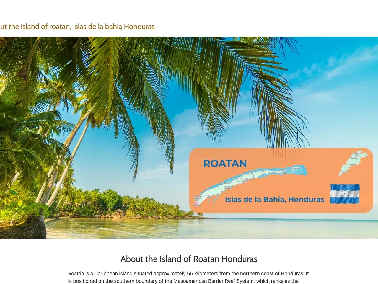 Sobre Roatán en el sitio de DD Roatan Tour