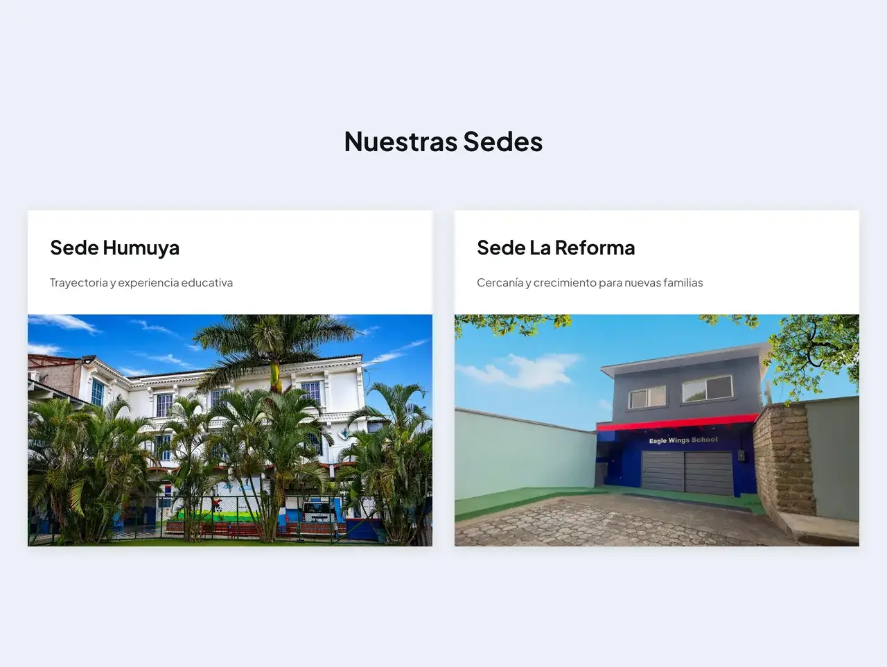 Sedes en el sitio de Eagle Wings School