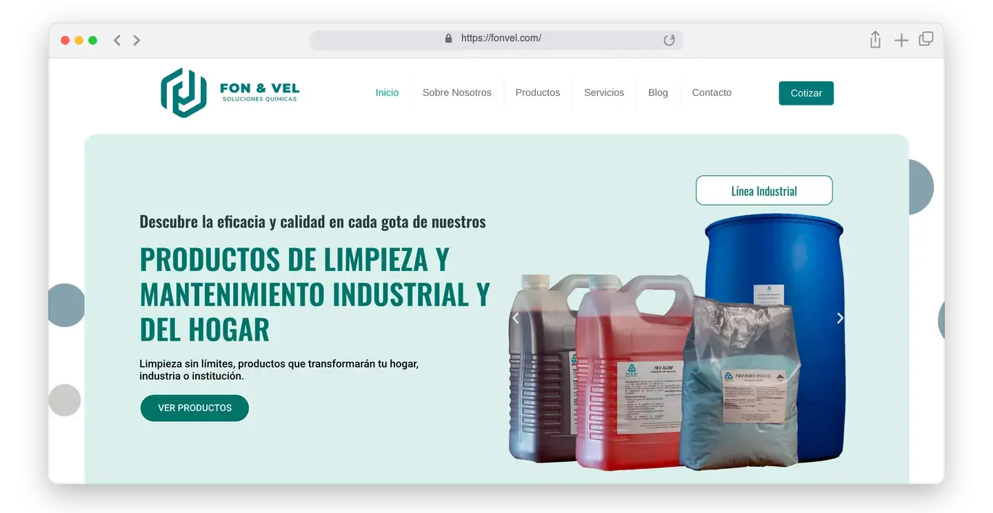 Página de inicio de FON & VEL en el navegador