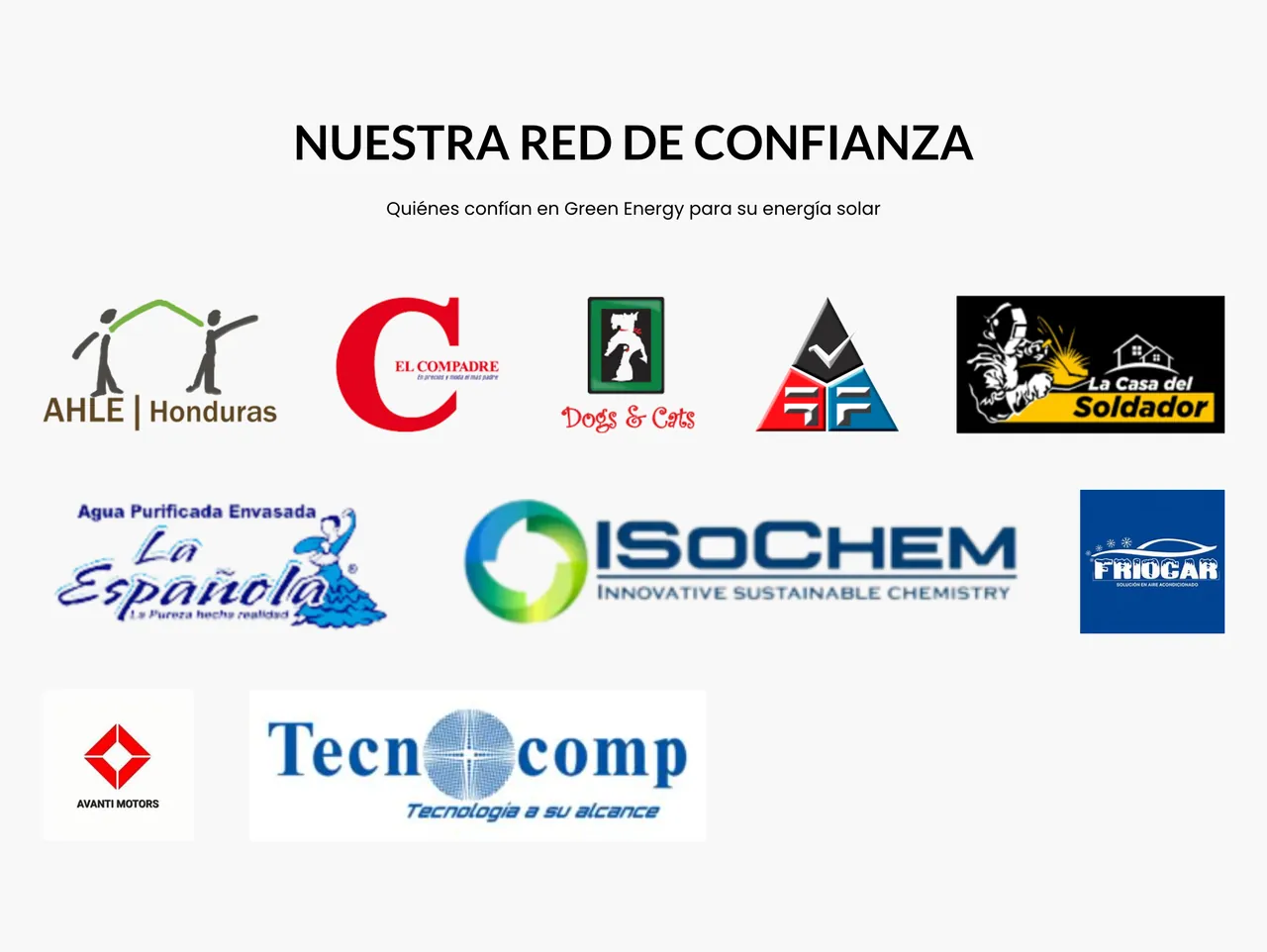 Red de confianza en el sitio de Green Energy Honduras