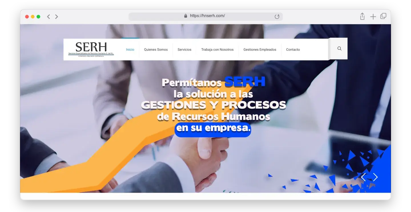 Página de inicio de HN SERH en el navegador