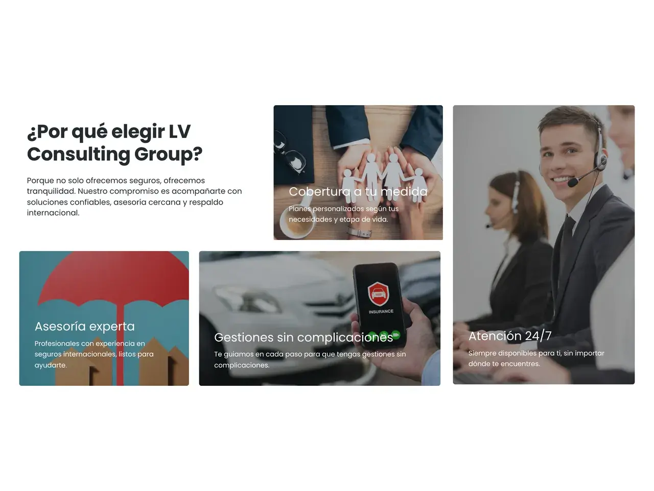 Por qué elegirlos en el sitio de LV Consulting Group
