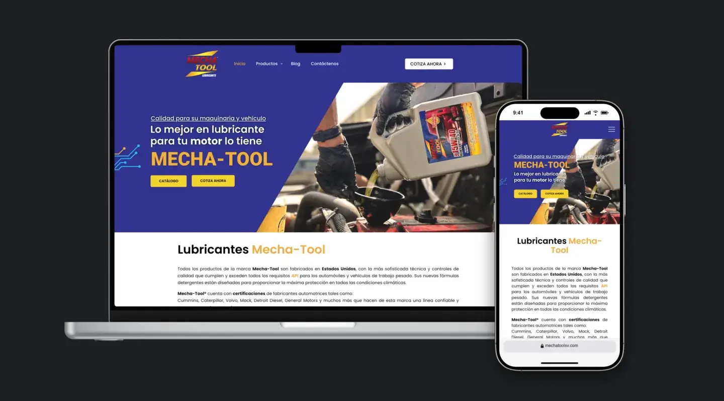 Sitio web de Mechatool en laptop y celular