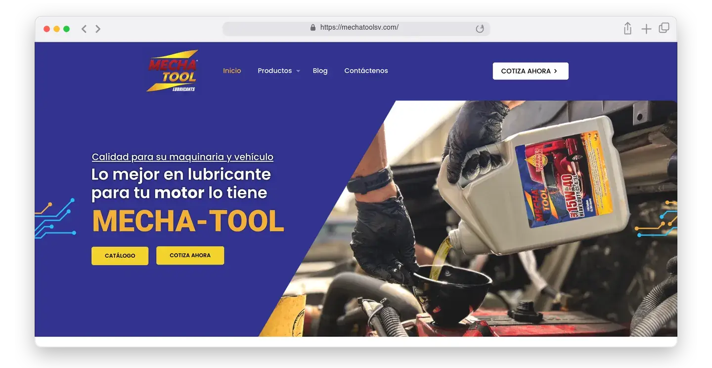 Página de inicio de Mechatool en el navegador