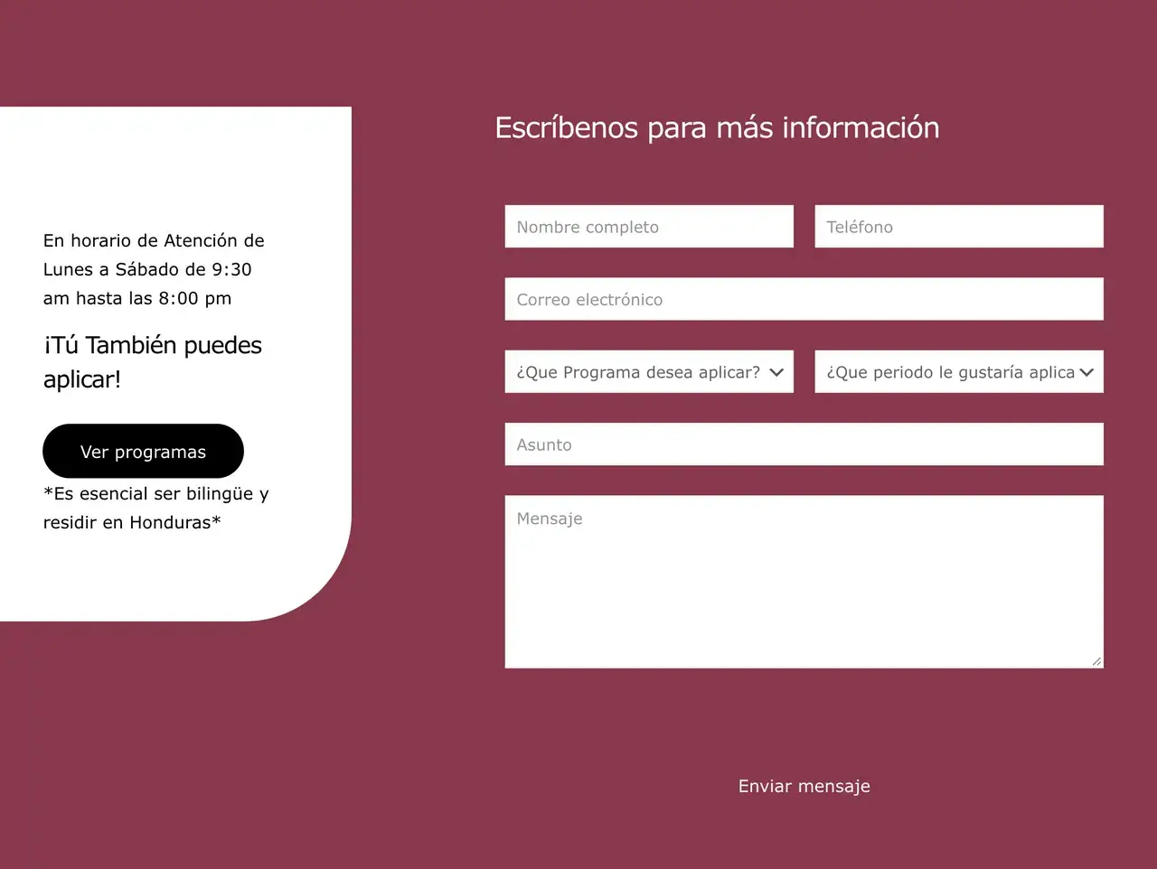 Formulario en el sitio de MyDomus Canada