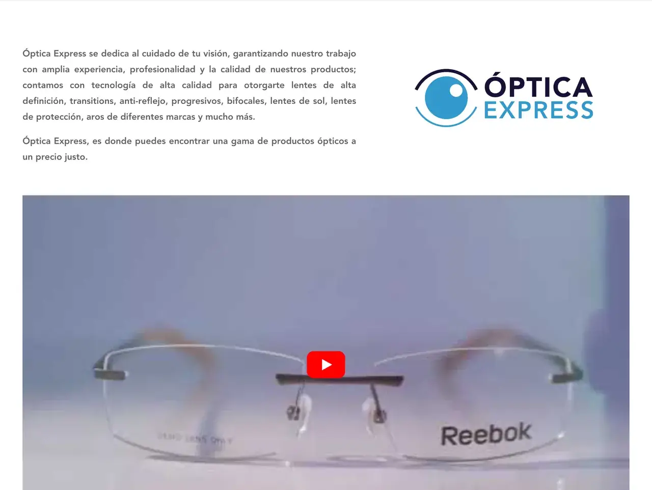 Sobre nosotros en el sitio de Óptica Express