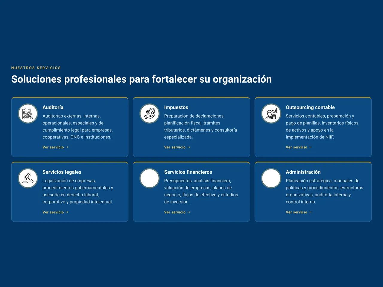 Servicios en el sitio de Proconfi