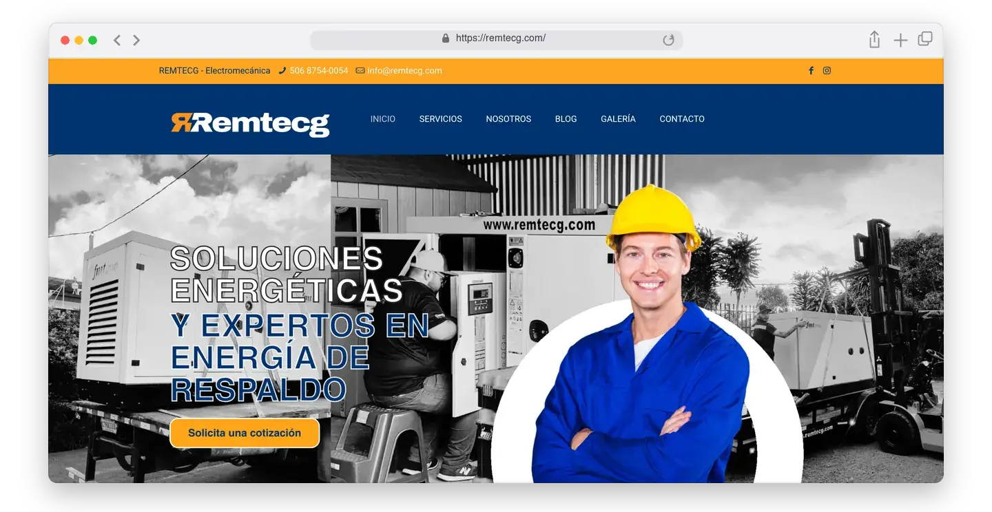 Página de inicio de Remtec en el navegador