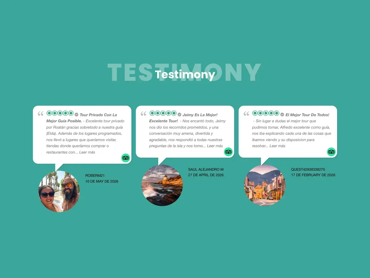 Testimonios en el sitio de Roatan Tucan Adventures