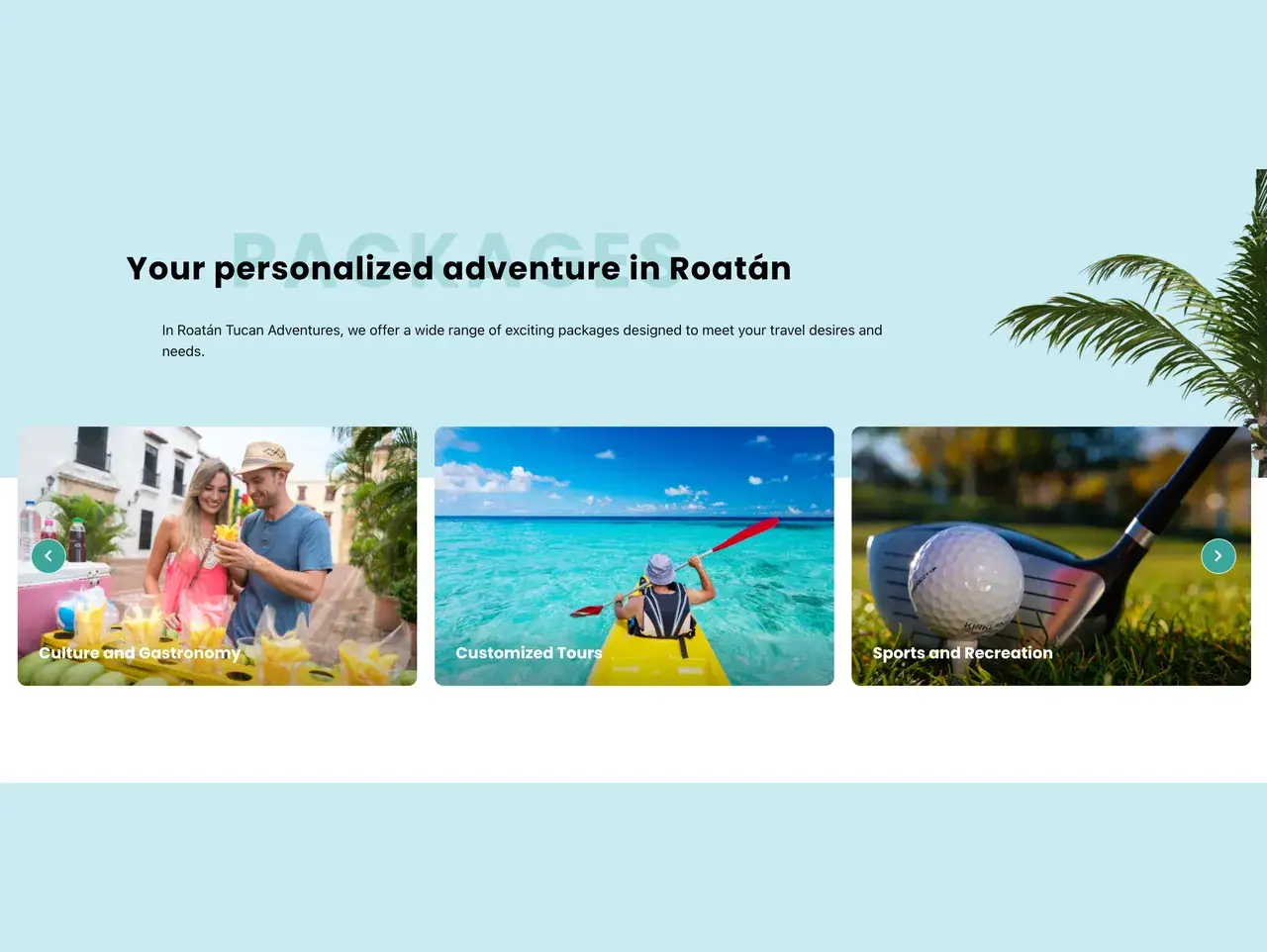 Paquetes en el sitio de Roatan Tucan Adventures
