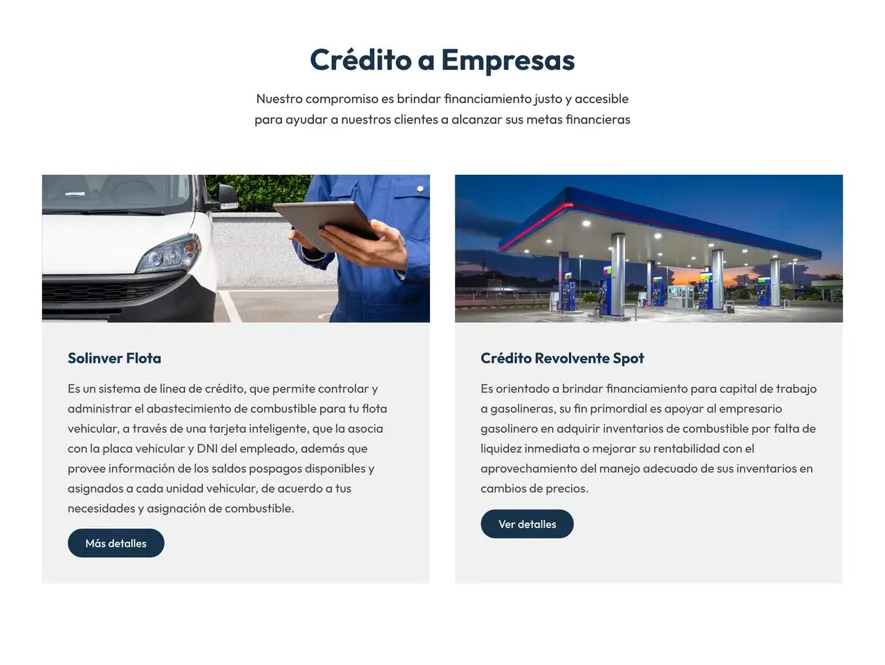 Créditos a empresas en el sitio de Solinver