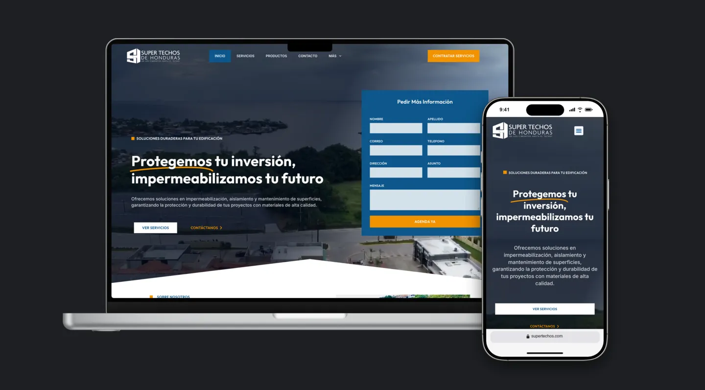 Sitio web de Supertechos en laptop y celular