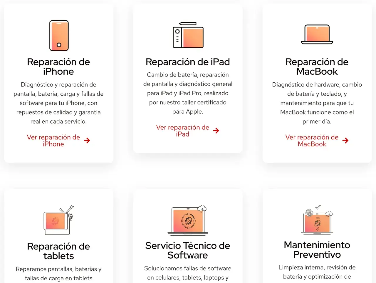 Servicios en el sitio de TET Movil