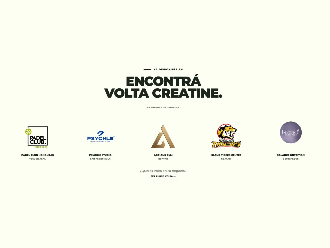 Puntos de venta en el sitio de Volta Nutrition