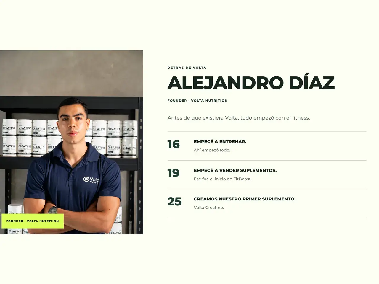 Fundador en el sitio de Volta Nutrition