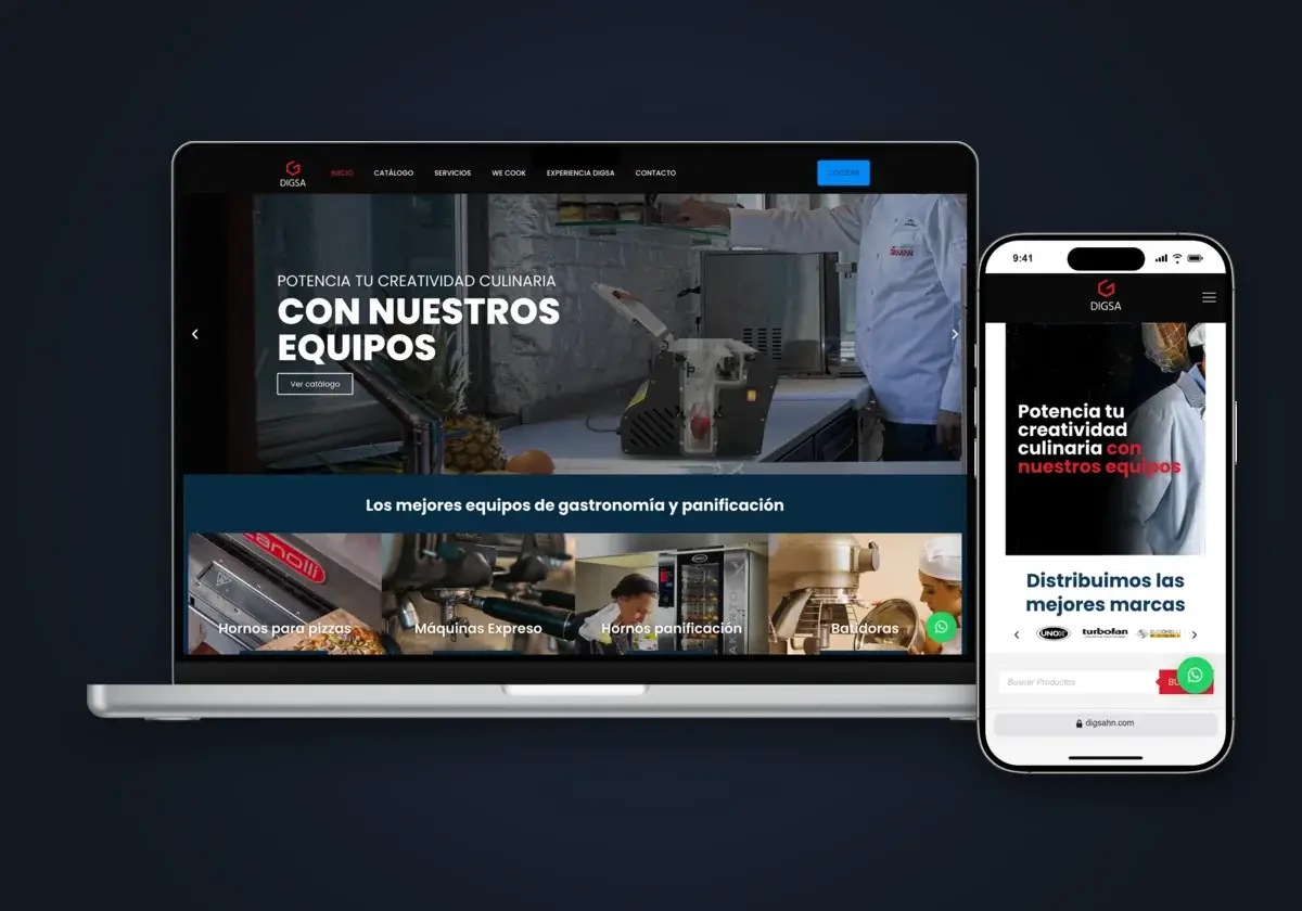Sitio web de DIGSA en laptop y celular